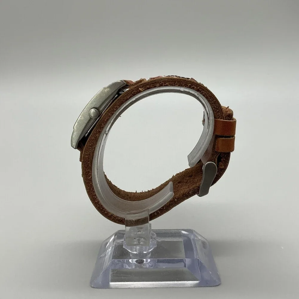 Fossil Womens Watch 30mm Cream Dial Brown Leather Floral Sequin Band New Battery